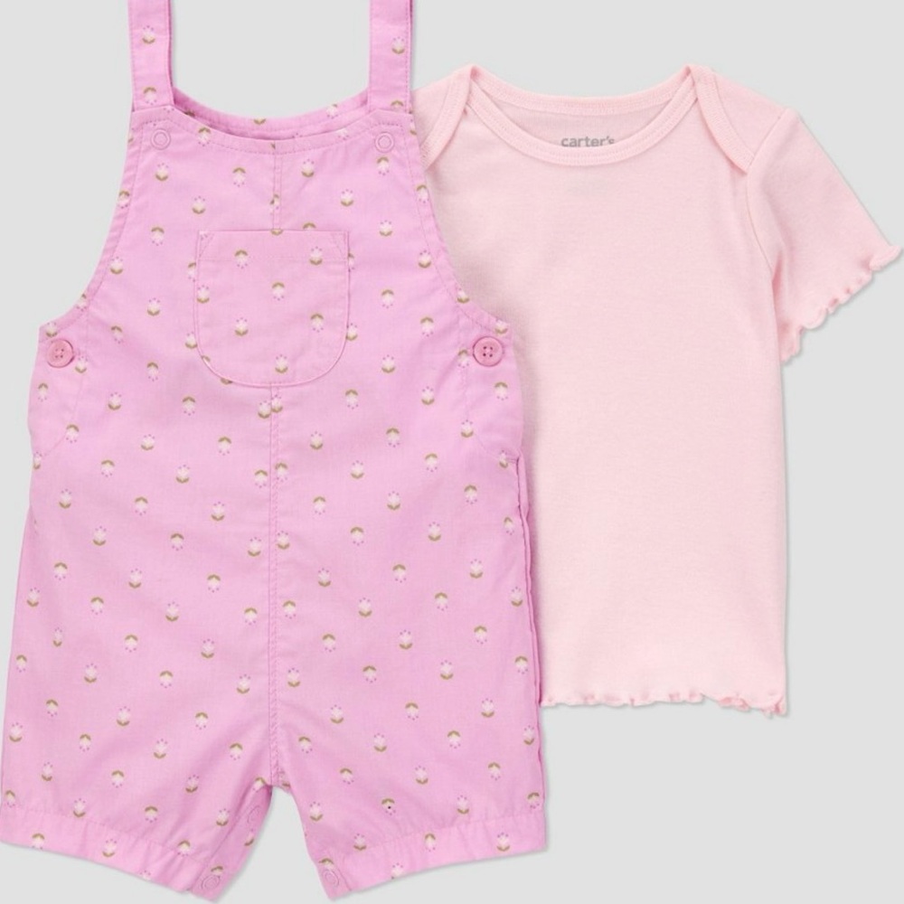 Baby Girls' Geo Shortalls - Overalls and T-Shirt Set